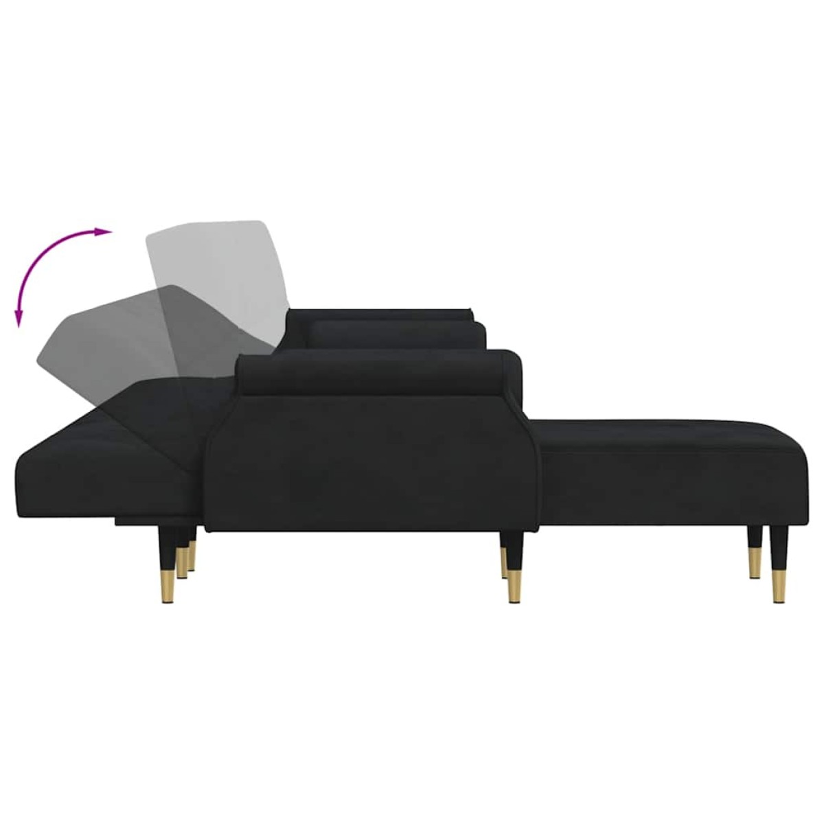 vidaXL Καναπές Κρεβάτι Γωνιακός Μαύρος 271 x 140 x 70 εκ. Βελούδινος