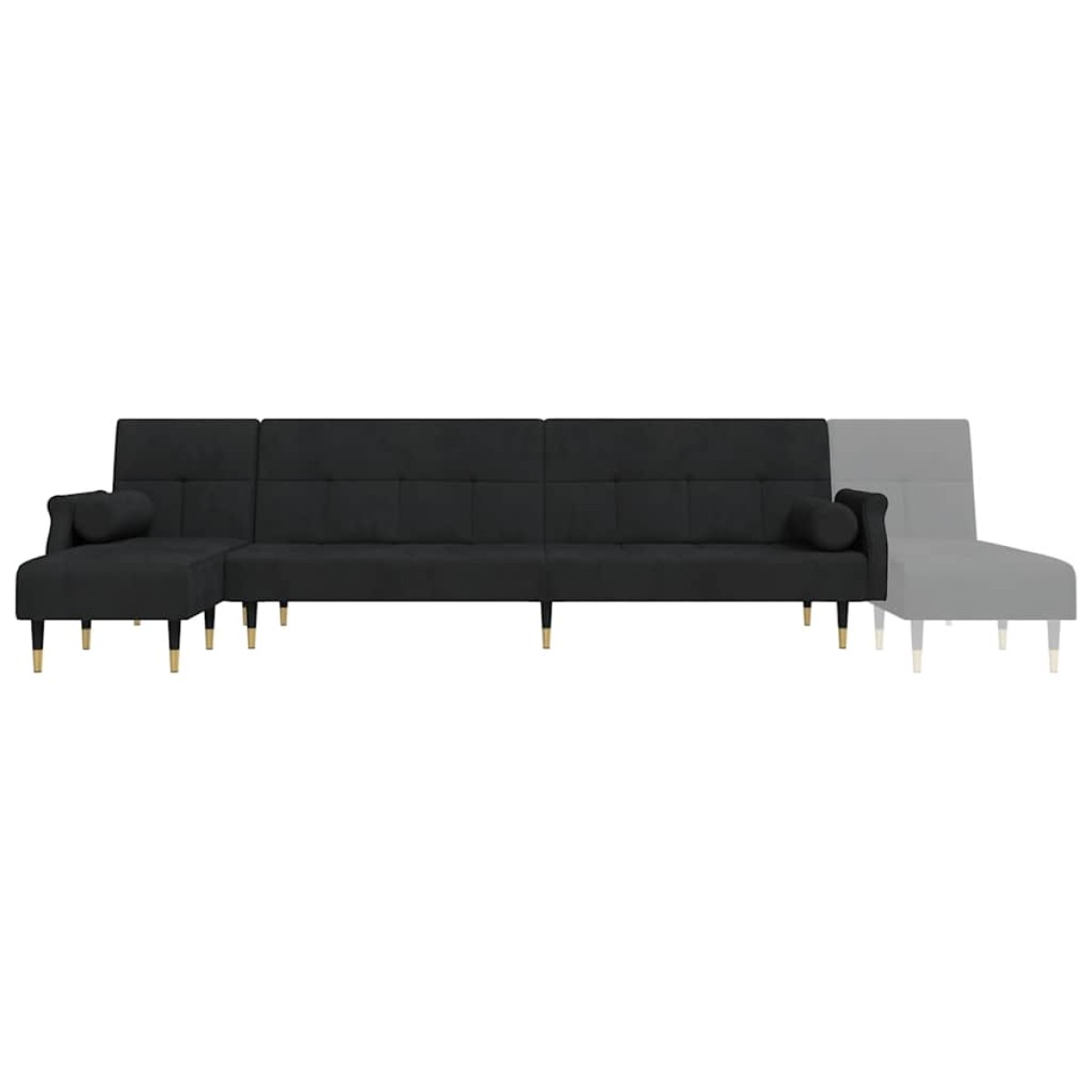 vidaXL Καναπές Κρεβάτι Γωνιακός Μαύρος 271 x 140 x 70 εκ. Βελούδινος