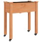 vidaXL Γλάστρα με Ρόδες & Επένδυση Καφέ 71x37x80 εκ. Μασίφ Ξύλο Ελάτης