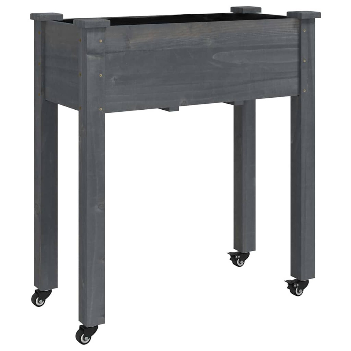 vidaXL Γλάστρα με Ρόδες & Επένδυση Γκρι 71x37x80 εκ Μασίφ Ξύλο Ελάτης