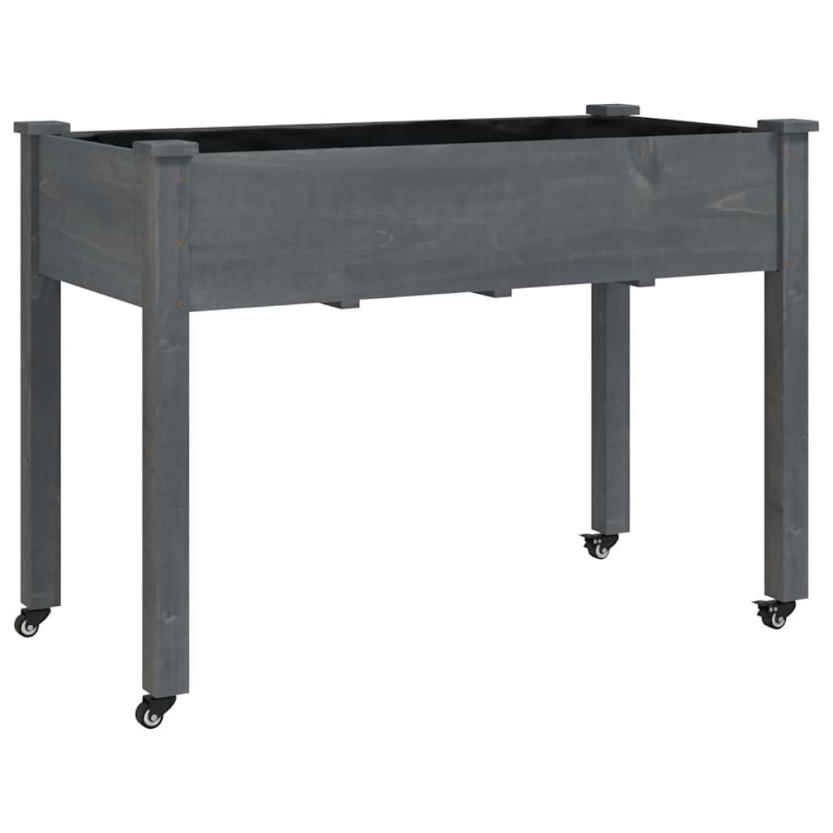 vidaXL Γλάστρα με Ρόδες & Επένδυση Γκρι 118x59x80 εκ Μασίφ Ξύλο Ελάτης