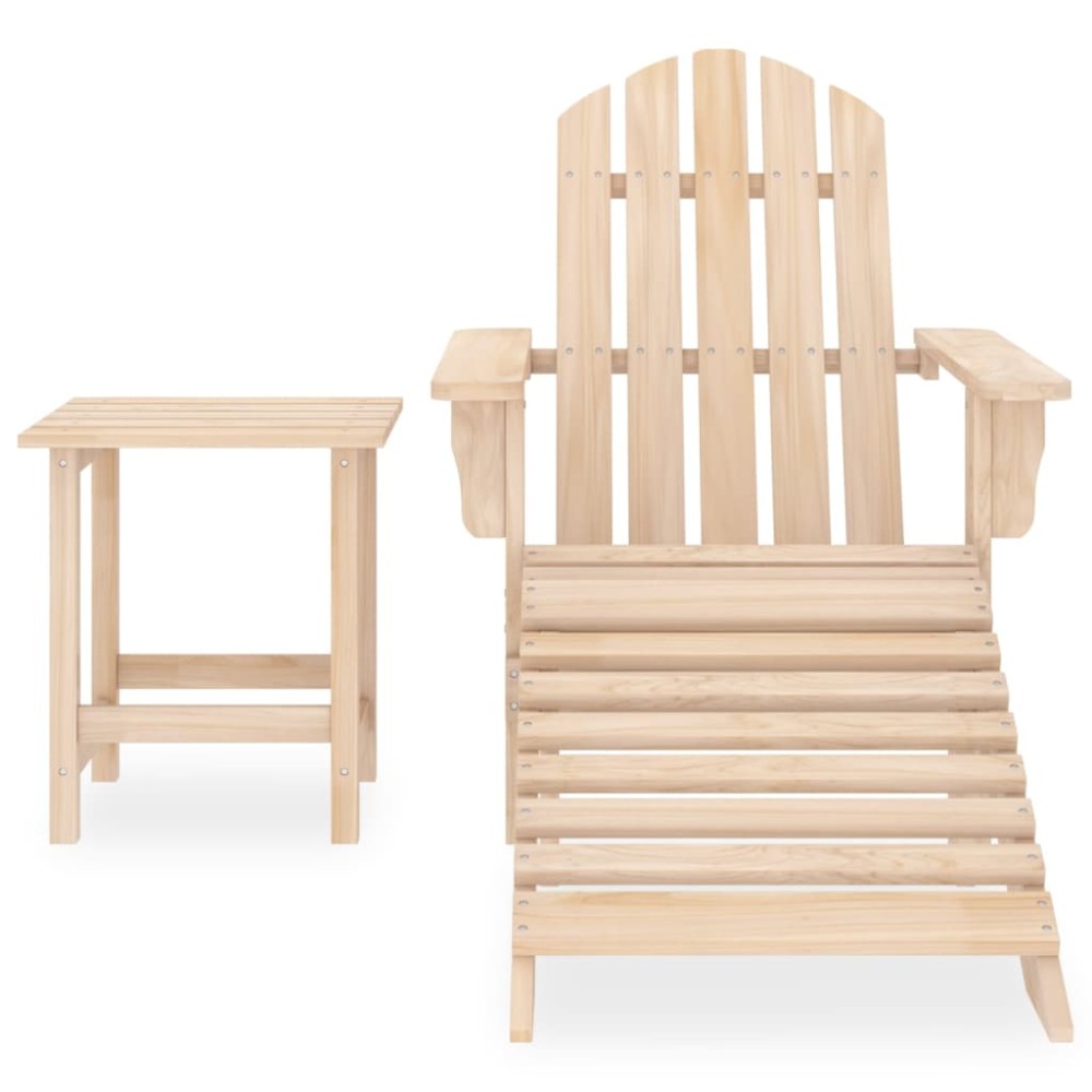 vidaXL Καρέκλα Κήπου Adirondack με Υποπόδιο & Τραπέζι από Ξύλο Ελάτης