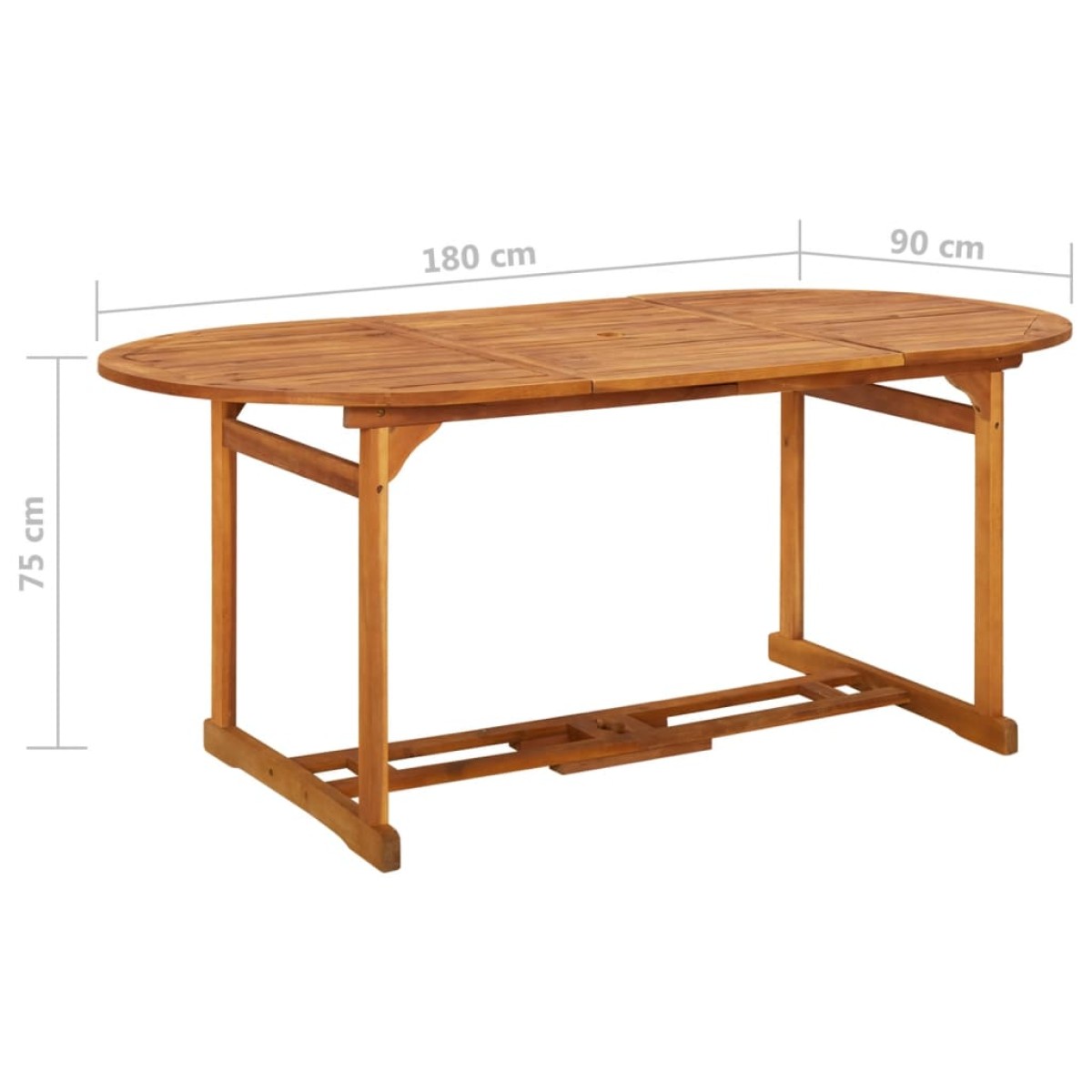 vidaXL Τραπεζαρία Κήπου 180 x 90 x 75 εκ. από Μασίφ Ξύλο Ακακίας