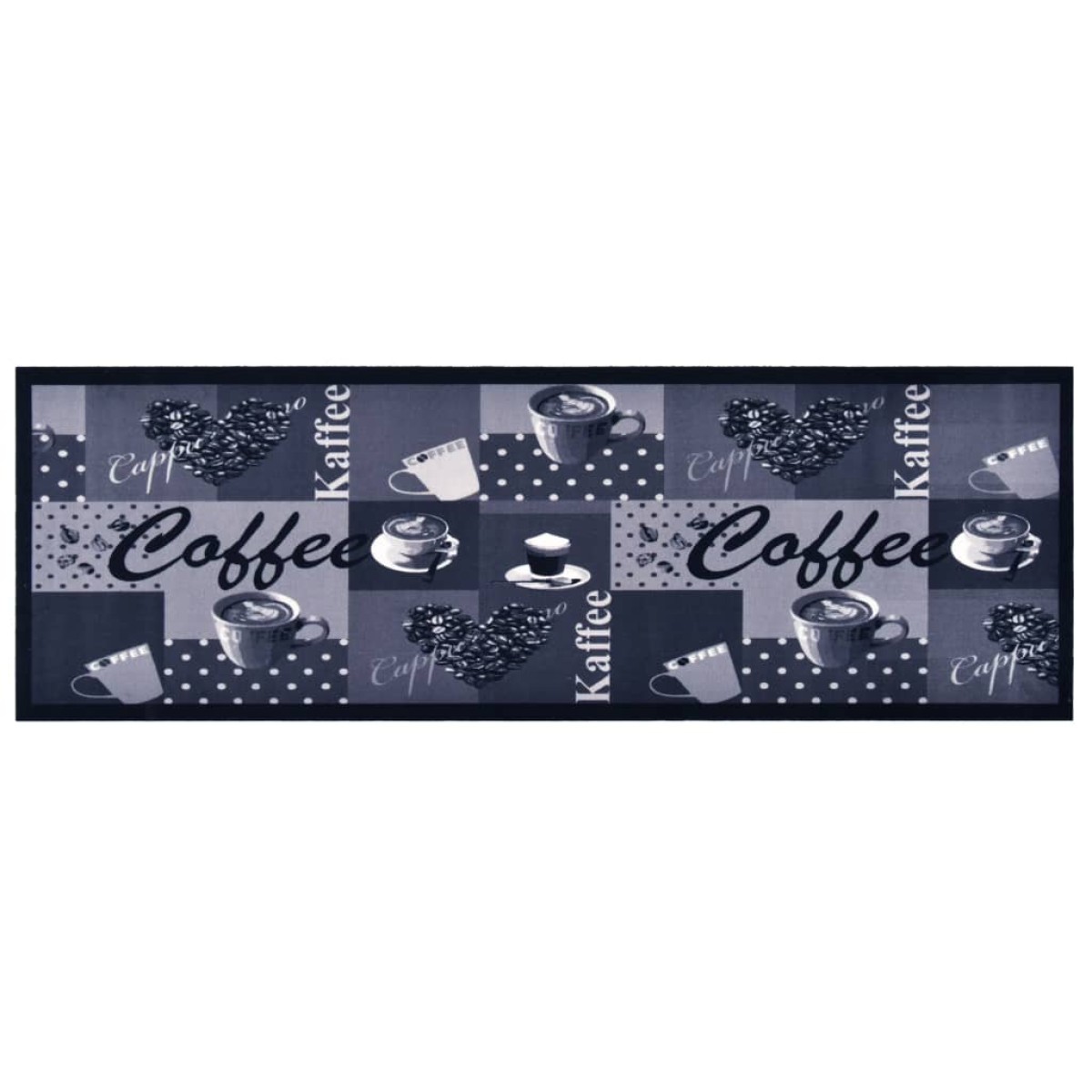 vidaXL Πατάκι Κουζίνας Σχέδιο Coffee Μπλε Πλενόμενο 45 x 150 εκ.