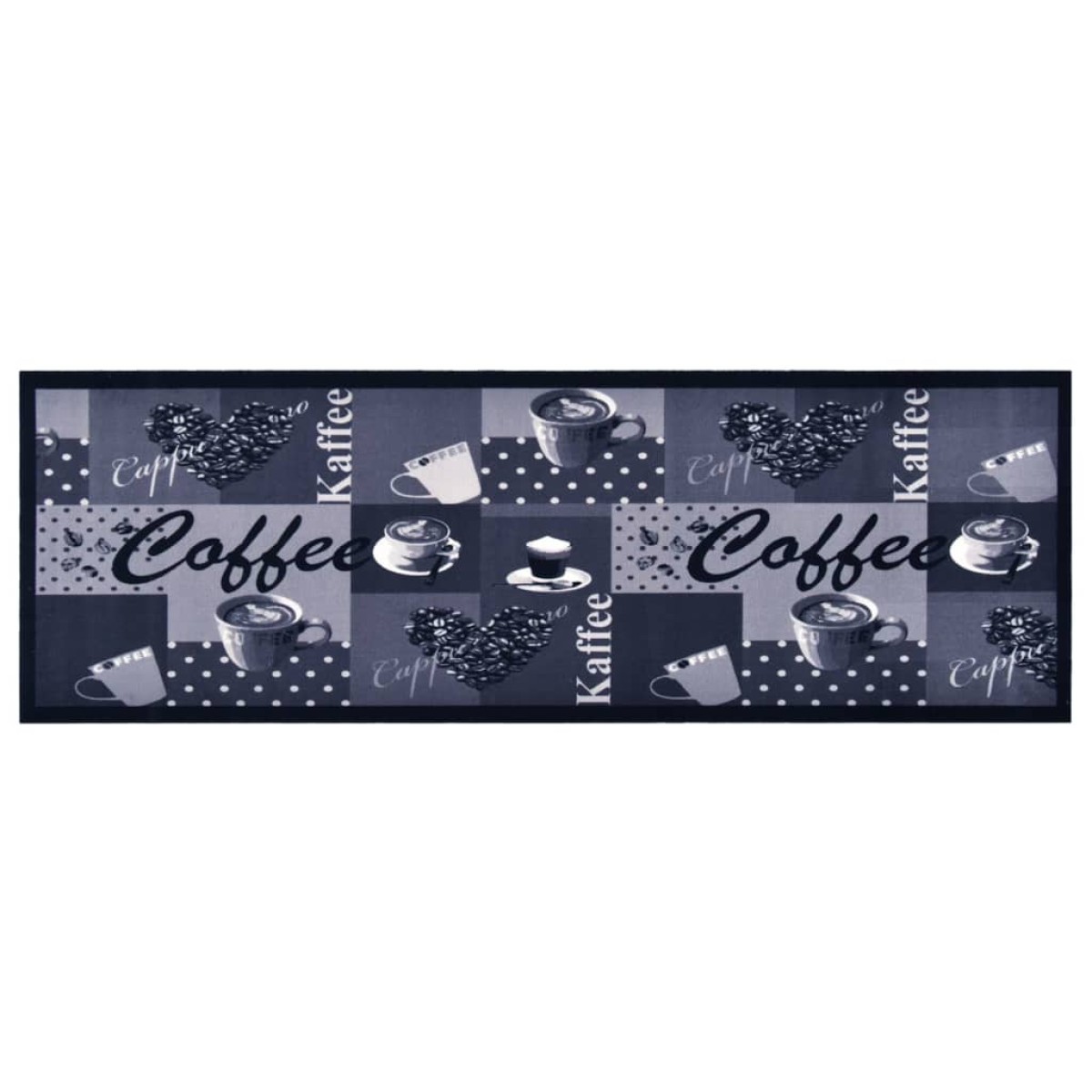 vidaXL Πατάκι Κουζίνας Σχέδιο Coffee Μπλε Πλενόμενο 60 x 180 εκ.