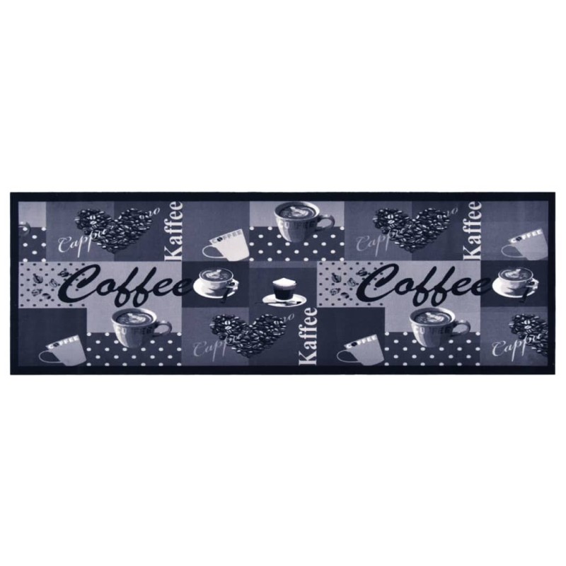 vidaXL Πατάκι Κουζίνας Σχέδιο Coffee Μπλε Πλενόμενο 60 x 300 εκ.