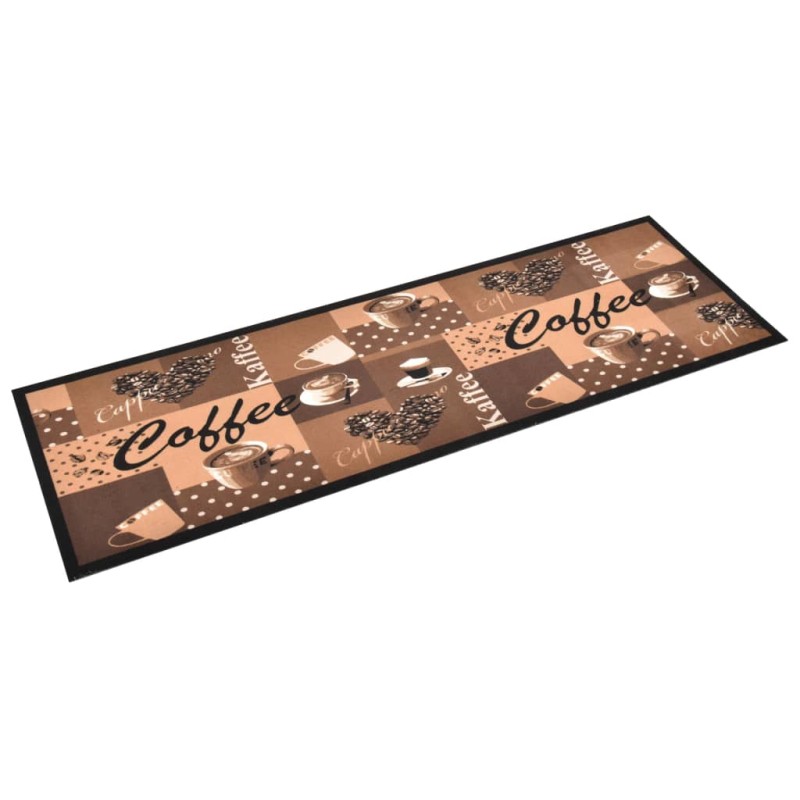 vidaXL Πατάκι Κουζίνας Σχέδιο Coffee Καφέ Πλενόμενο 60 x 180 εκ.
