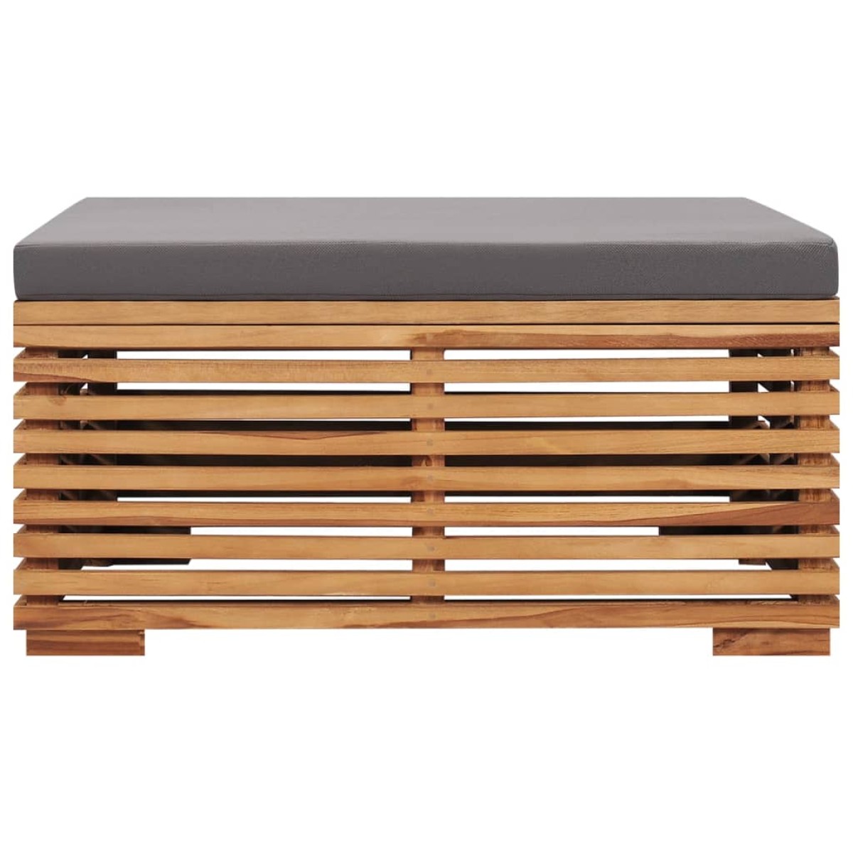 vidaXL Σετ Τραπέζι Κήπου & Υποπόδιο Μασίφ Ξύλο Teak με Γκρι Μαξιλάρι
