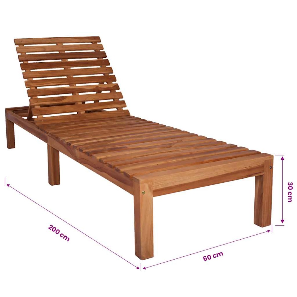 vidaXL Ξαπλώστρα από Μασίφ Ξύλο Teak
