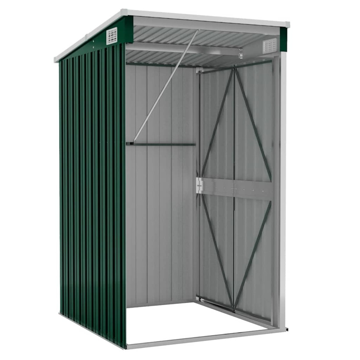 vidaXL Αποθήκη Κήπου Επιτοίχια Πράσινη 118x100x178 εκ από Γαλβ. Ατσάλι