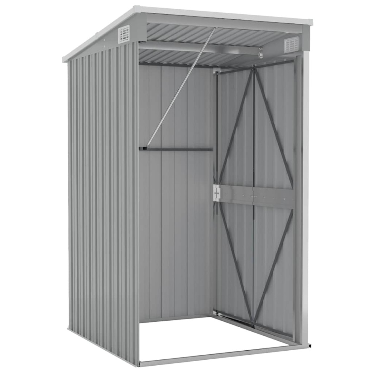vidaXL Αποθήκη Κήπου Επιτοίχια Γκρι 118x100x178 εκ. Γαλβ. Χάλυβας