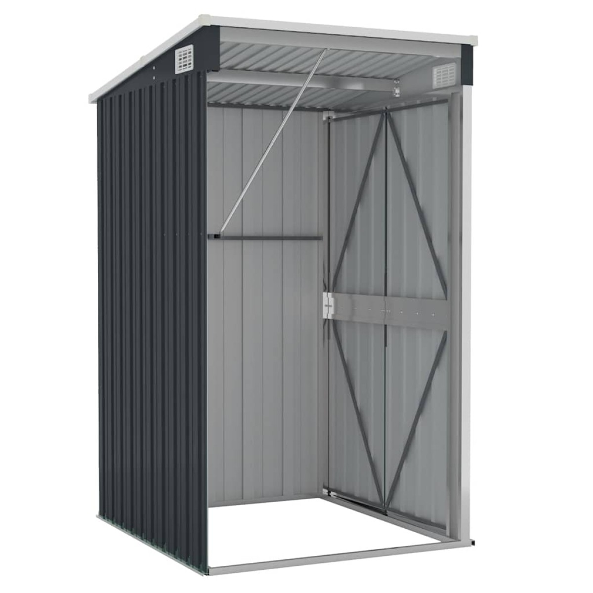vidaXL Αποθήκη Κήπου Επιτοίχια Ανθρακί 118 x 100 x 178 εκ. από Ατσάλι
