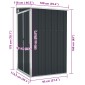 vidaXL Αποθήκη Κήπου Επιτοίχια Ανθρακί 118 x 100 x 178 εκ. από Ατσάλι