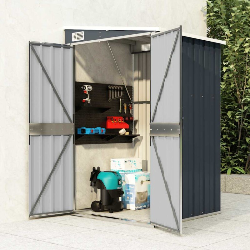 vidaXL Αποθήκη Κήπου Επιτοίχια Ανθρακί 118 x 100 x 178 εκ. από Ατσάλι