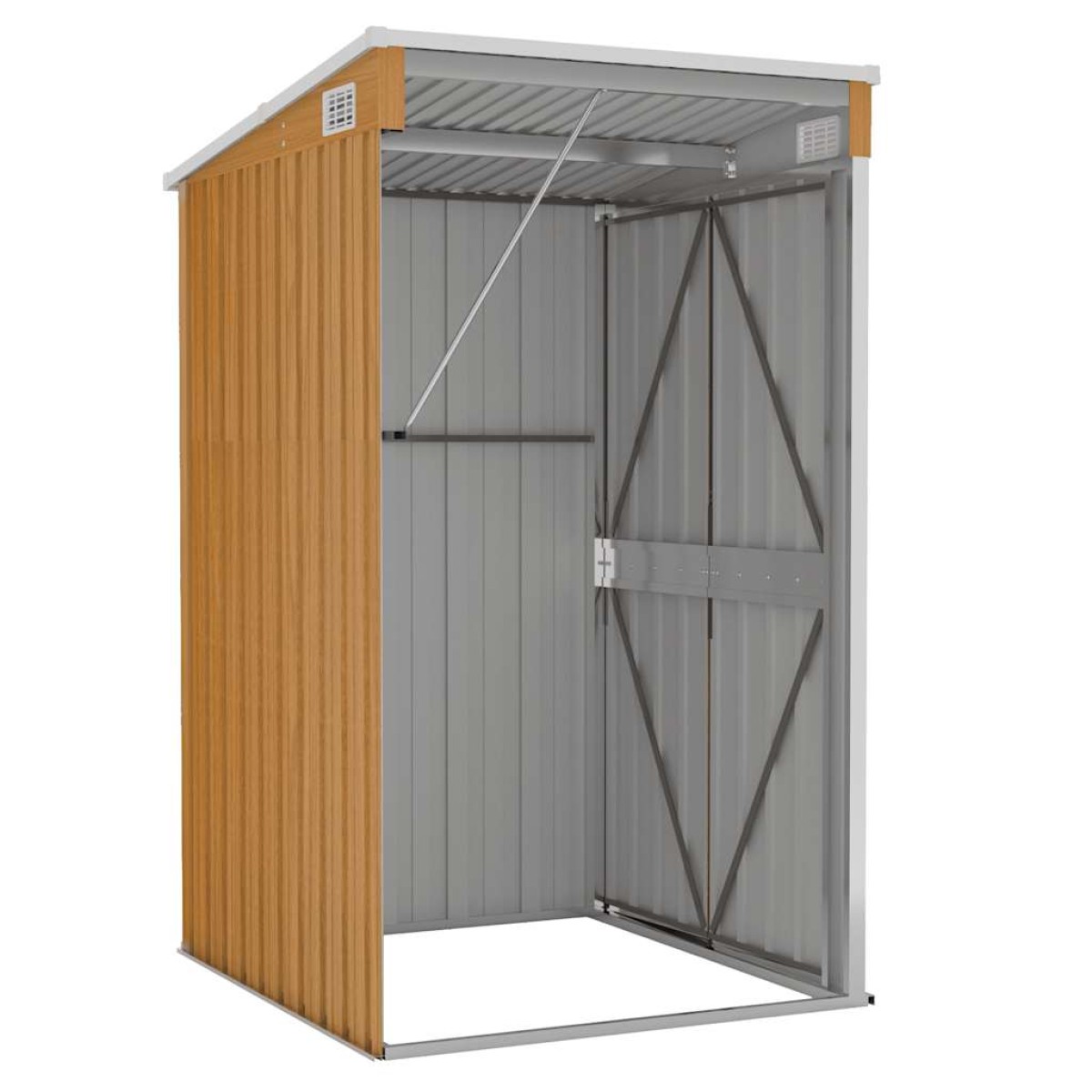 vidaXL Αποθήκη Κήπου Επιτοίχια Καφέ 118x100x178 εκ. από Γαλβ. Ατσάλι