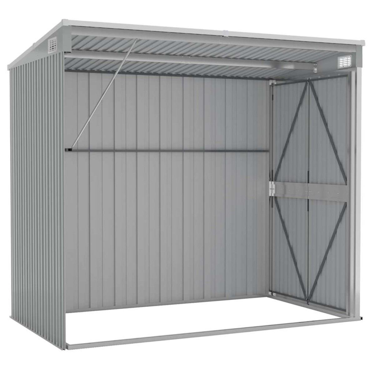 vidaXL Αποθήκη Κήπου Επιτοίχια Γκρι 118x194x178 εκ από Γαλβ. Ατσάλι