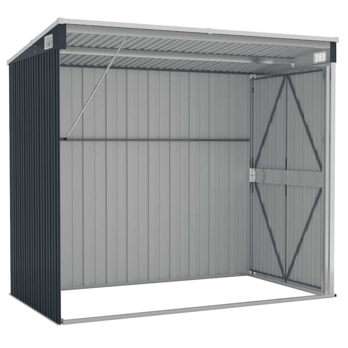 vidaXL Αποθήκη Κήπου Επιτοίχια Ανθρακί 118 x 194 x 178 εκ από Ατσάλι