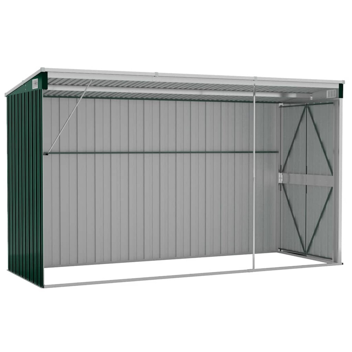 vidaXL Αποθήκη Κήπου Επιτοίχια Πράσινη 118x288x178 εκ από Γαλβ. Ατσάλι