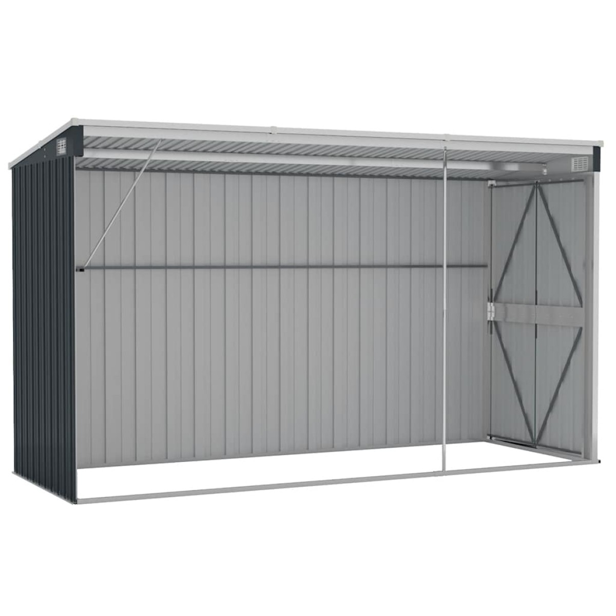 vidaXL Αποθήκη Κήπου Επιτοίχια Ανθρακί 118 x 288 x 178 εκ από Ατσάλι