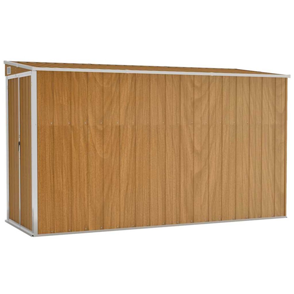 vidaXL Επιτοίχια Αποθήκη Κήπου Καφέ 118x288x178 εκ. από Γαλβανισμένο Ατσάλι