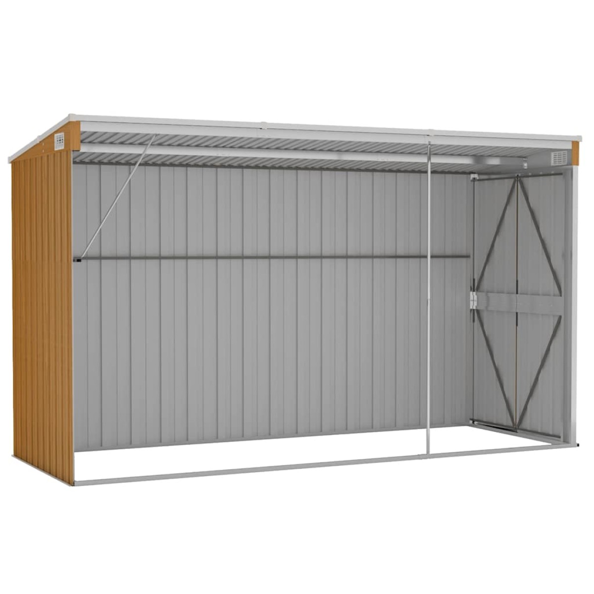 vidaXL Αποθήκη Κήπου Επιτοίχια Καφέ 118x288x178 εκ από Γαλβ. Ατσάλι