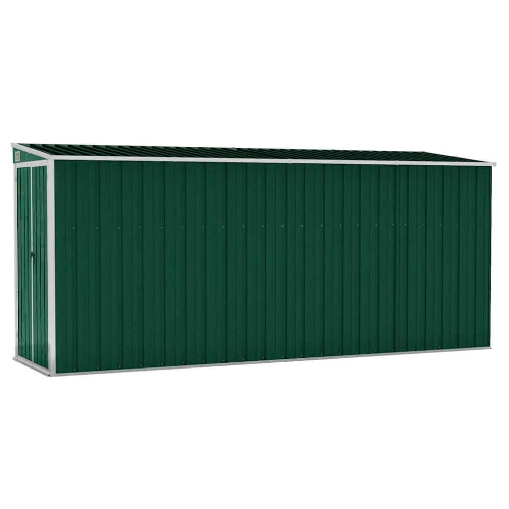 vidaXL Αποθήκη Κήπου Επιτοίχια Πράσινη 118x382x178 εκ από Γαλβ. Ατσάλι
