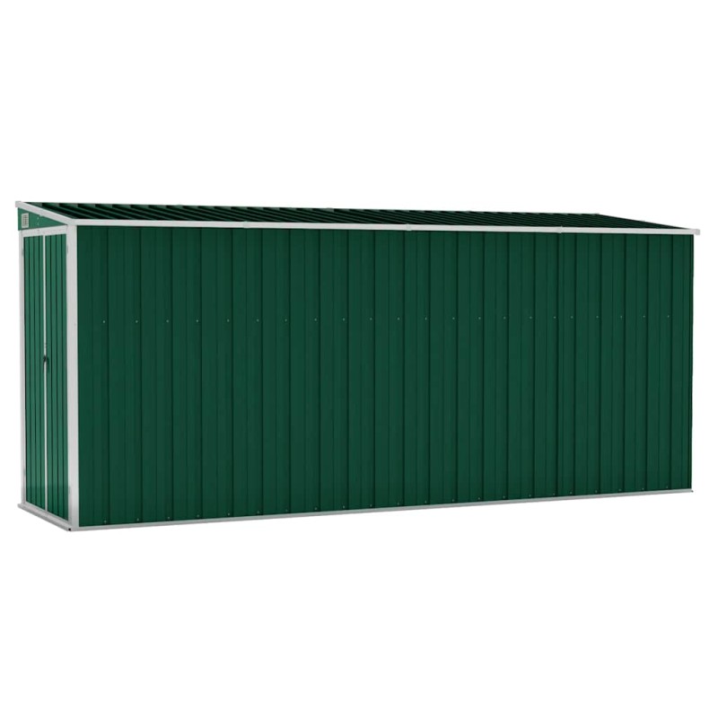 vidaXL Αποθήκη Κήπου Επιτοίχια Πράσινη 118x382x178 εκ από Γαλβ. Ατσάλι