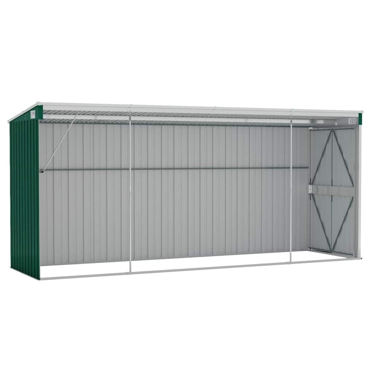 vidaXL Αποθήκη Κήπου Επιτοίχια Πράσινη 118x382x178 εκ από Γαλβ. Ατσάλι