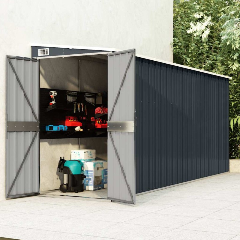 vidaXL Αποθήκη Κήπου Επιτοίχια Ανθρακί 118 x 382 x 178 εκ. από Ατσάλι