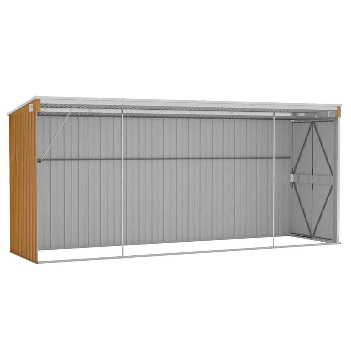 vidaXL Αποθήκη Κήπου Επιτοίχια Καφέ 118x382x178 εκ από Γαλβ. Ατσάλι