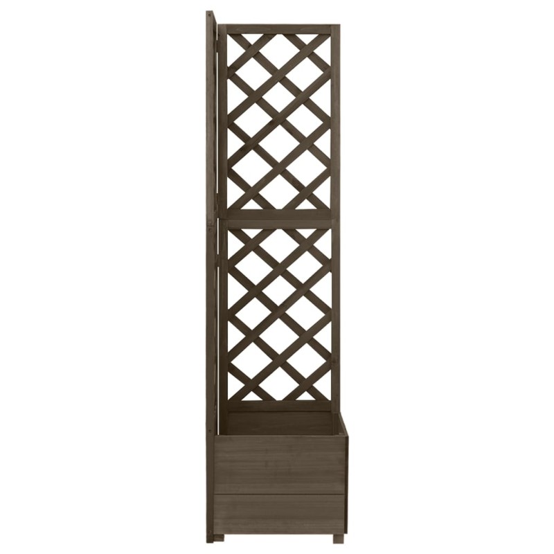 vidaXL Γλάστρα Γωνιακή με Καφασωτό Γκρι 40 x 40 x 150 εκ. Ξύλο Ελάτης