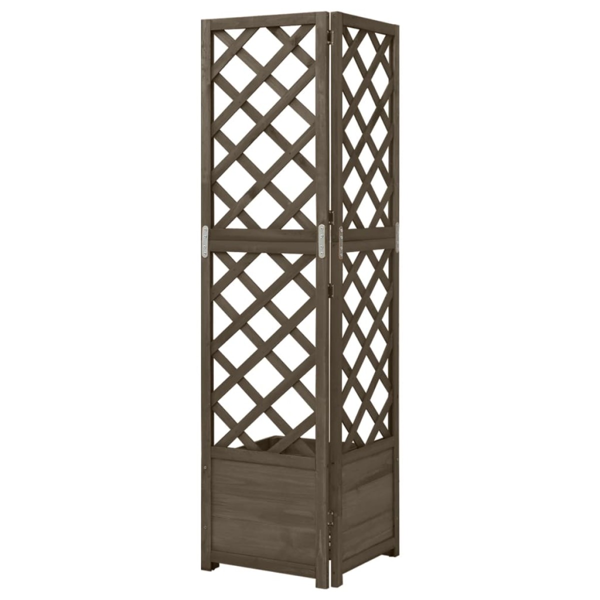 vidaXL Γλάστρα Γωνιακή με Καφασωτό Γκρι 40 x 40 x 150 εκ. Ξύλο Ελάτης