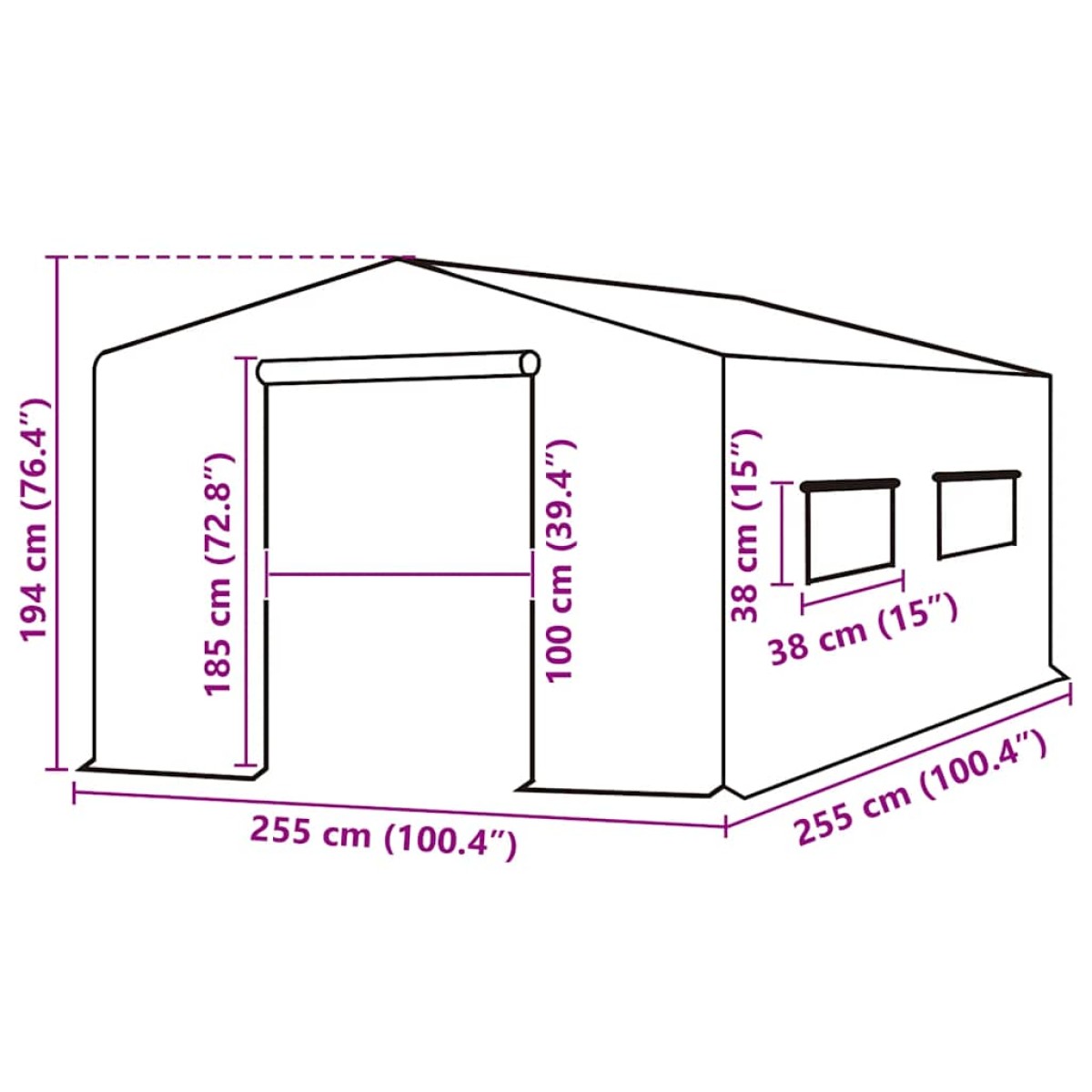 vidaXL Κάλυμμα Θερμοκηπίου Ανταλ. Πράσινο (6,5025 μ²) 255x255x194εκ