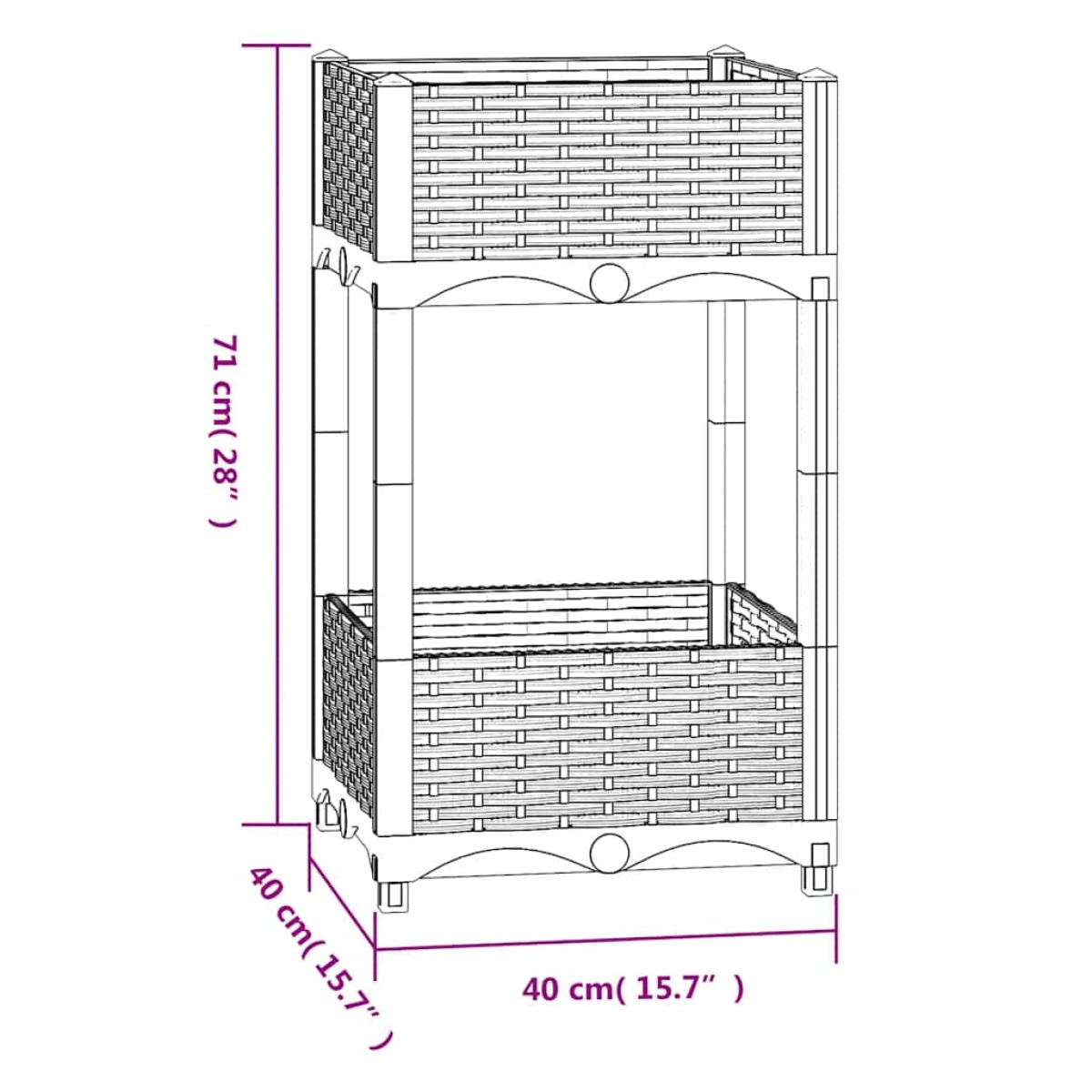 vidaXL Ζαρντινιέρα 40 x 40 x 71 εκ. από Πολυπροπυλένιο
