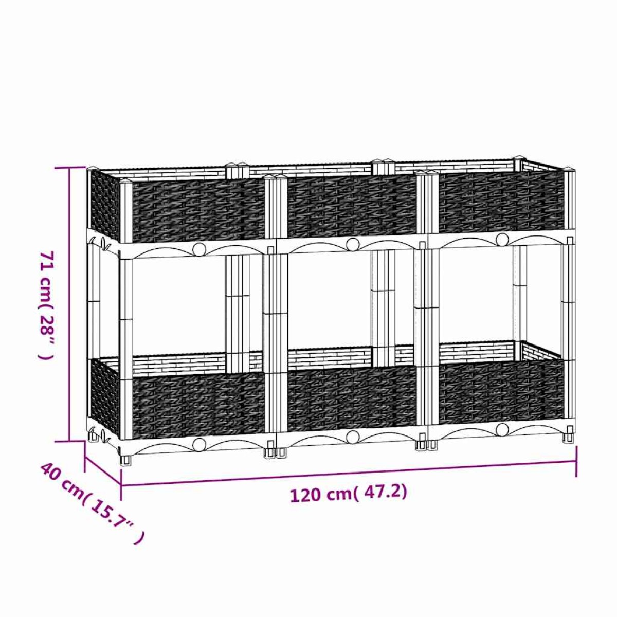 vidaXL Ζαρντινιέρα 120 x 40 x 71 εκ. από Πολυπροπυλένιο