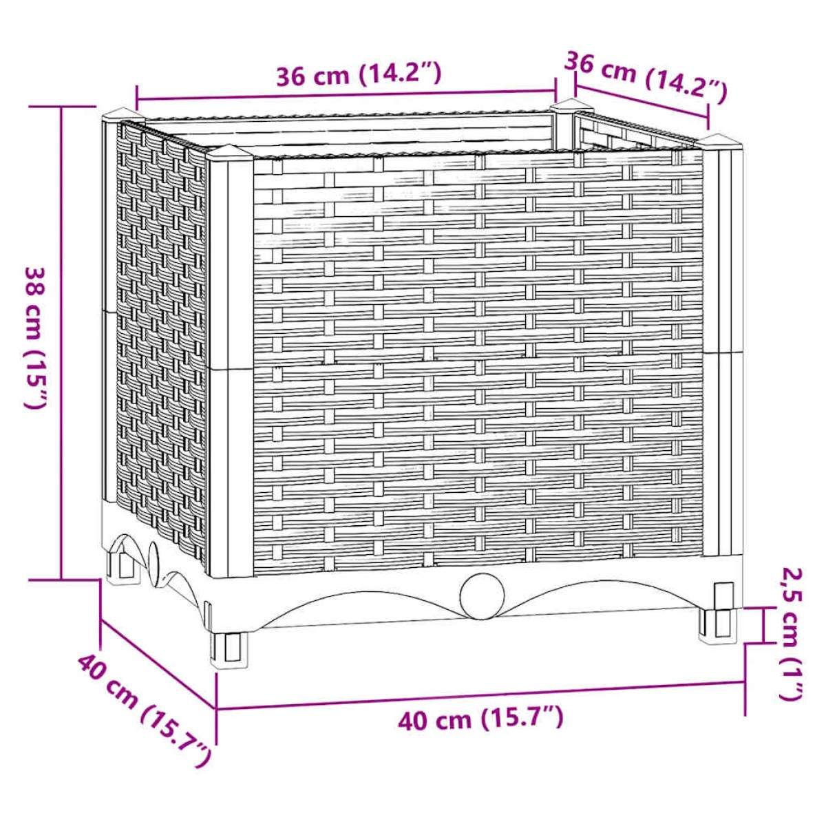 vidaXL Ζαρντινιέρα 40 x 40 x 38 εκ. από Πολυπροπυλένιο