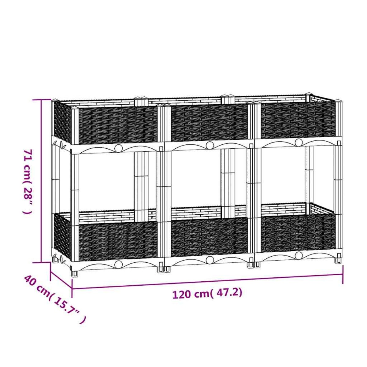 vidaXL Ζαρντινιέρα 120 x 40 x 71 εκ. από Πολυπροπυλένιο
