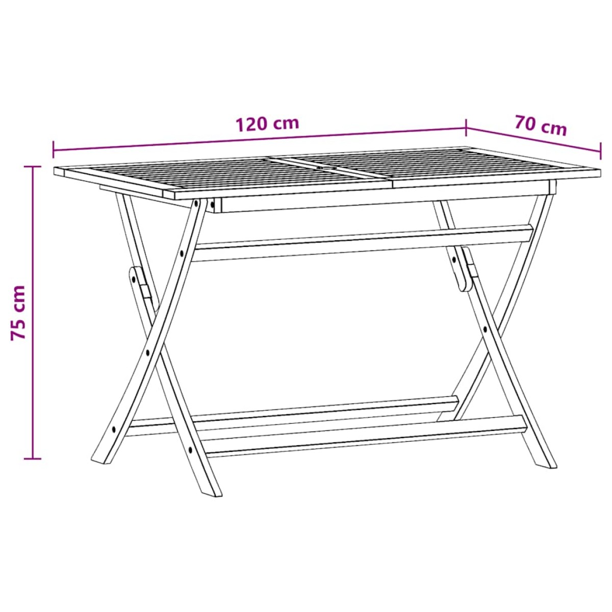vidaXL Τραπέζι Κήπου Πτυσσόμενο 120x70x75 εκ. Μασίφ Ξύλο Ευκαλύπτου