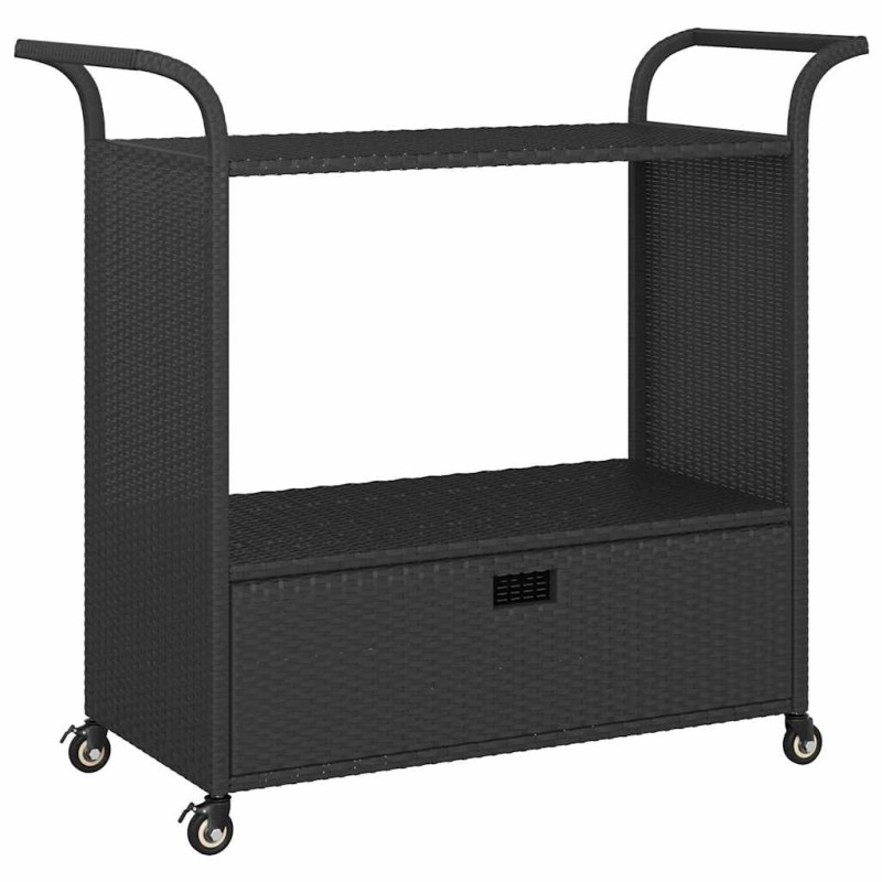 vidaXL Τρόλεϊ Μεταφοράς με Συρτάρι Μαύρο 100x45x97 εκ. Συνθετικό Ρατάν