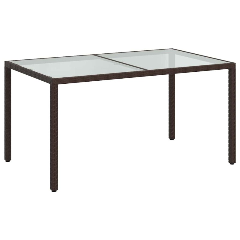 vidaXL Τραπέζι Κήπου Καφέ 150x90x75 εκ. Συνθετικό Ρατάν/Ψημένο Γυαλί