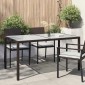 vidaXL Τραπέζι Κήπου Καφέ 150x90x75 εκ. Συνθετικό Ρατάν/Ψημένο Γυαλί