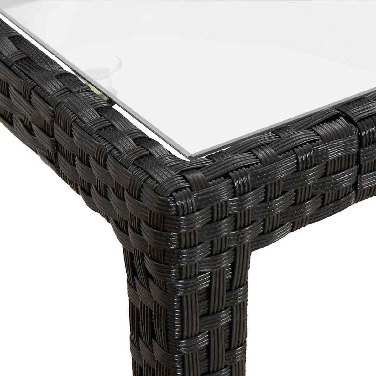 vidaXL Τραπέζι Κήπου Μαύρο 150x90x75 εκ. Συνθετικό Ρατάν/Ψημένο Γυαλί