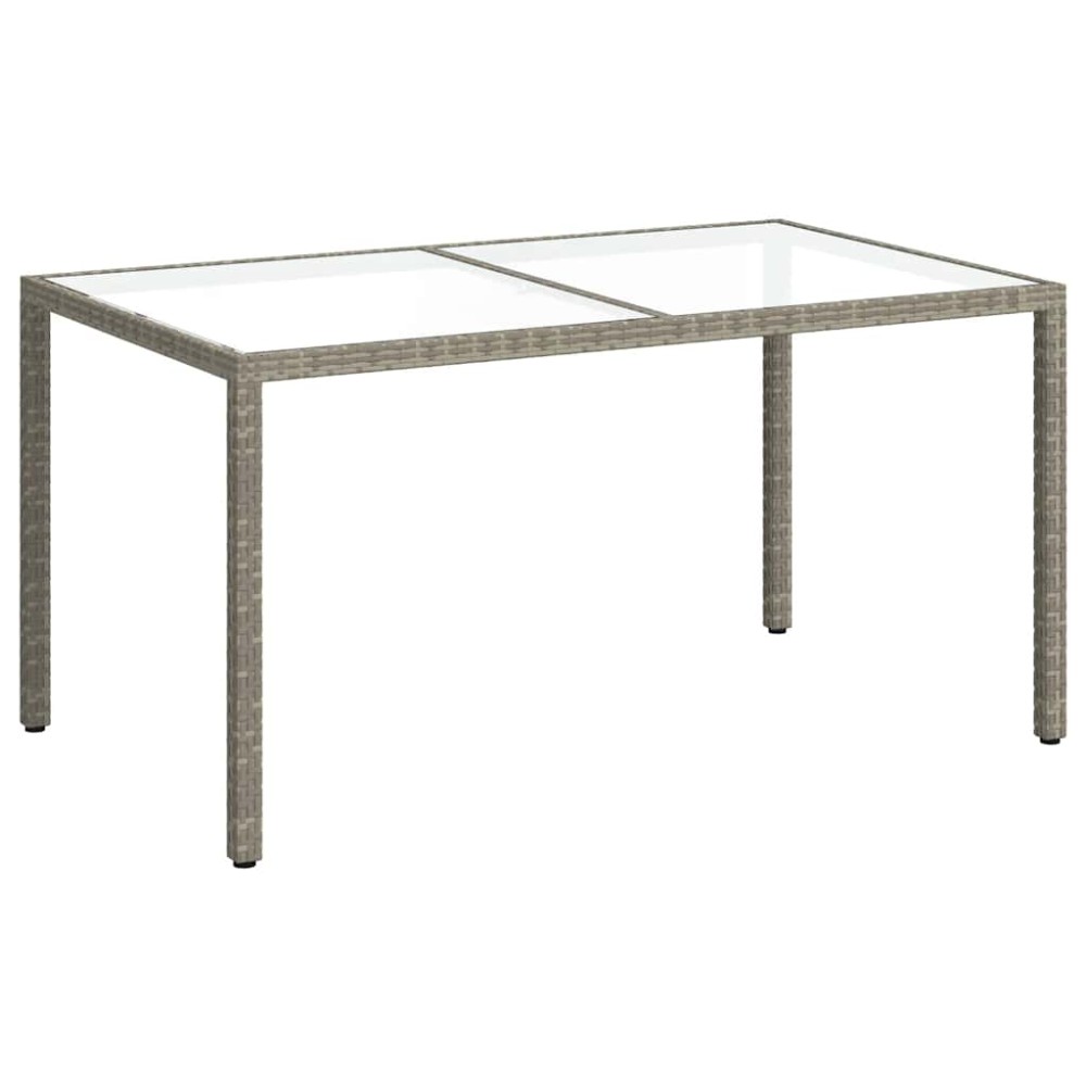 vidaXL Τραπέζι Κήπου Γκρι 150x90x75 εκ. Συνθετικό Ρατάν/Ψημένο Γυαλί