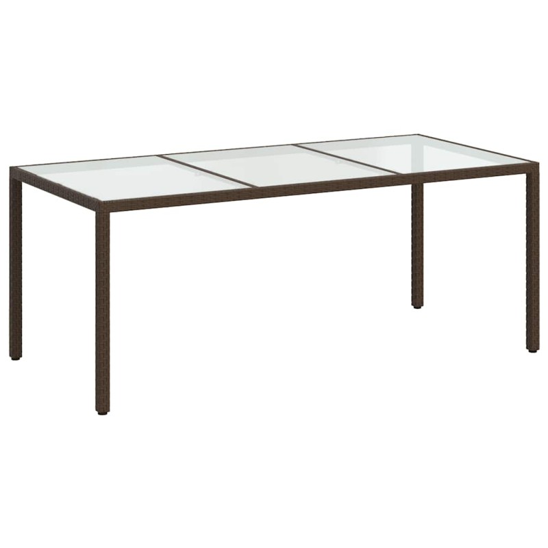 vidaXL Τραπέζι Κήπου Καφέ 190x90x75εκ από Ψημένο Γυαλί/Συνθετικό Ρατάν