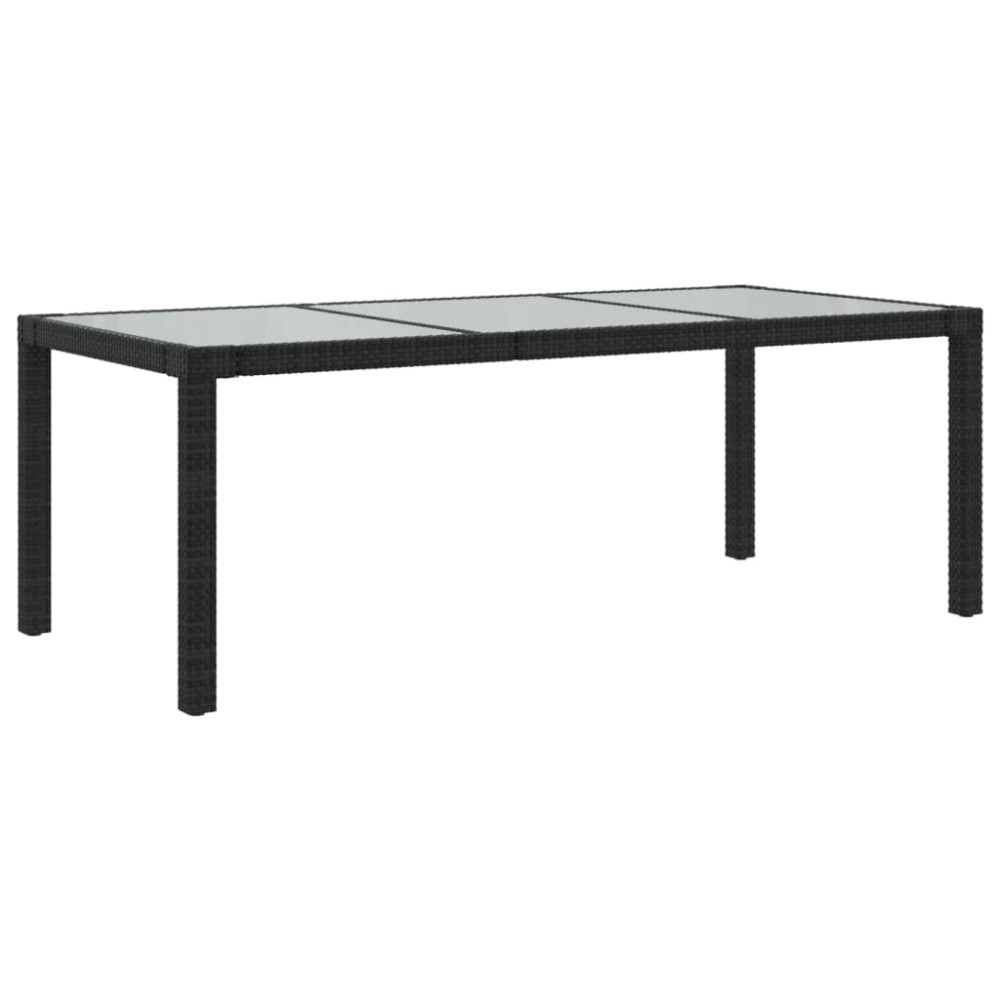vidaXL Τραπέζι Κήπου Μαύρο 190x90x75 εκ. Ψημένο Γυαλί/Συνθετικό Ρατάν