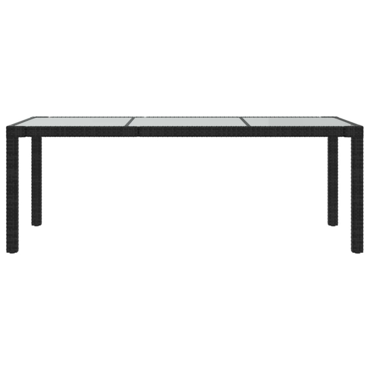 vidaXL Τραπέζι Κήπου Μαύρο 190x90x75 εκ. Ψημένο Γυαλί/Συνθετικό Ρατάν