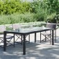 vidaXL Τραπέζι Κήπου Μαύρο 190x90x75 εκ. Ψημένο Γυαλί/Συνθετικό Ρατάν