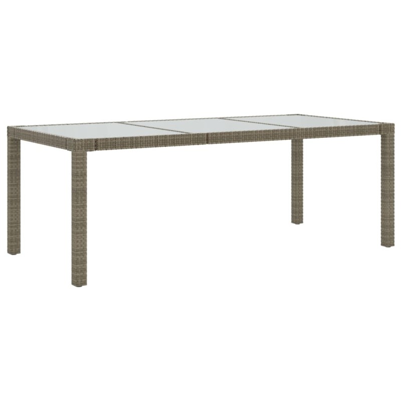 vidaXL Τραπέζι Κήπου Γκρι 190x90x75 εκ. Ψημένο Γυαλί/Συνθετικό Ρατάν