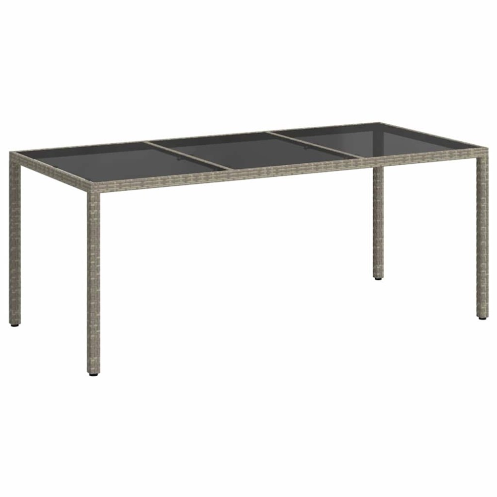 vidaXL Τραπέζι Κήπου Γκρι 190x90x75 εκ. Ψημένο Γυαλί/Συνθετικό Ρατάν