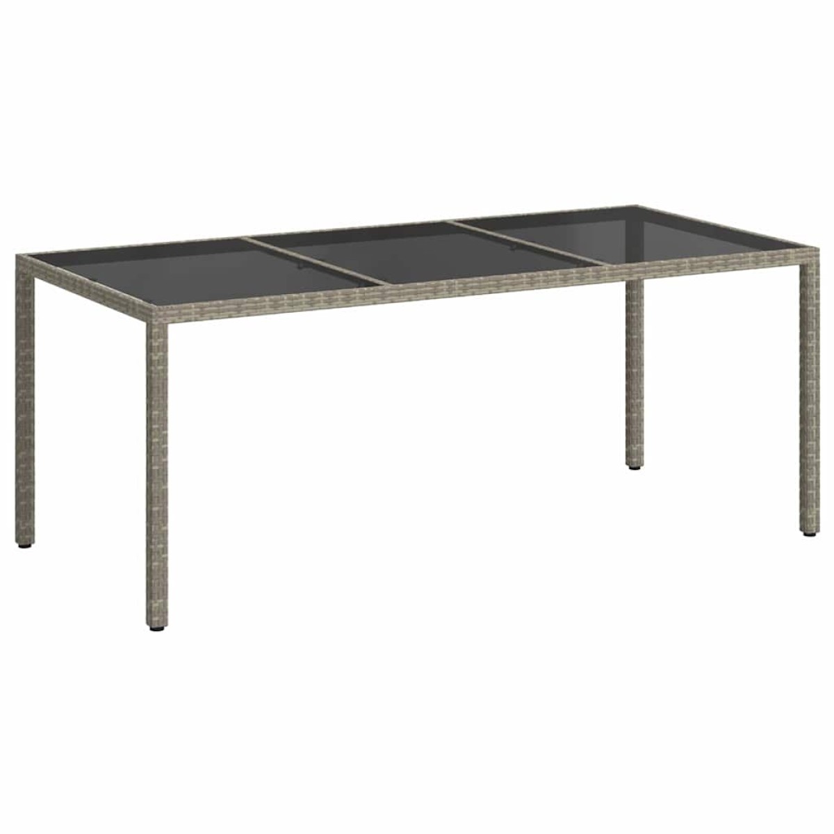 vidaXL Τραπέζι Κήπου Γκρι 190x90x75 εκ. Ψημένο Γυαλί/Συνθετικό Ρατάν